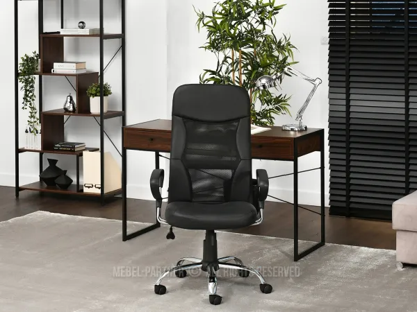 Stylowy fotel biurowy z czarnej ekoskóry